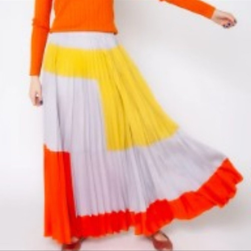 Anthropologie Tabitha color blocked pleated maxi Skirt sz 4